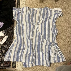 Linen blend wrap top